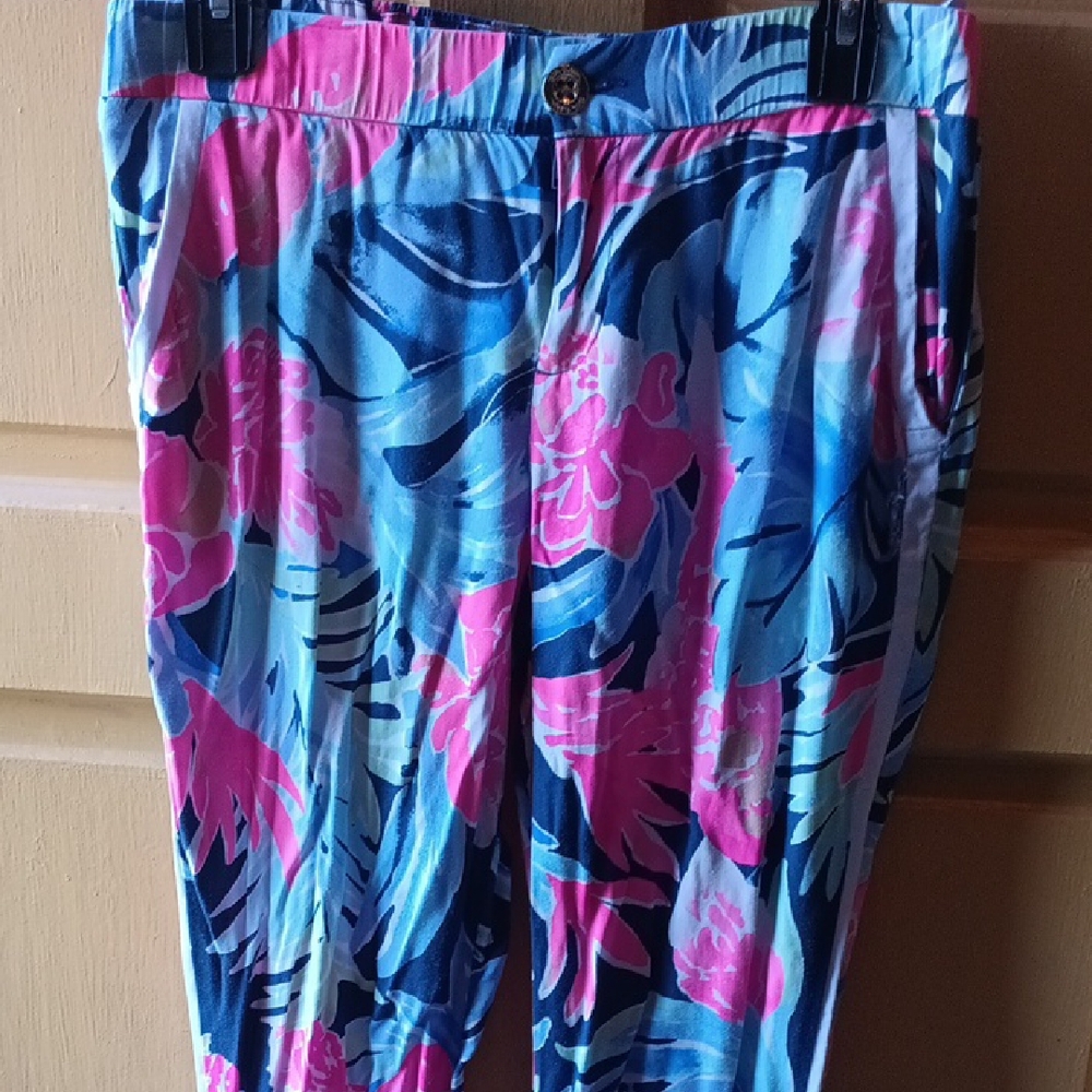 Lilly Pulitzer Pink and Blue Floral Pants